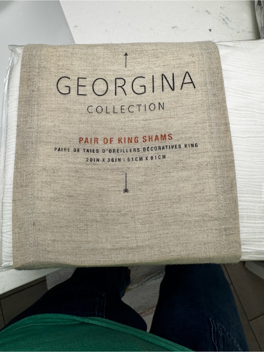 Anthropologie Georgina Collection Pair of King Shams - Light Cream